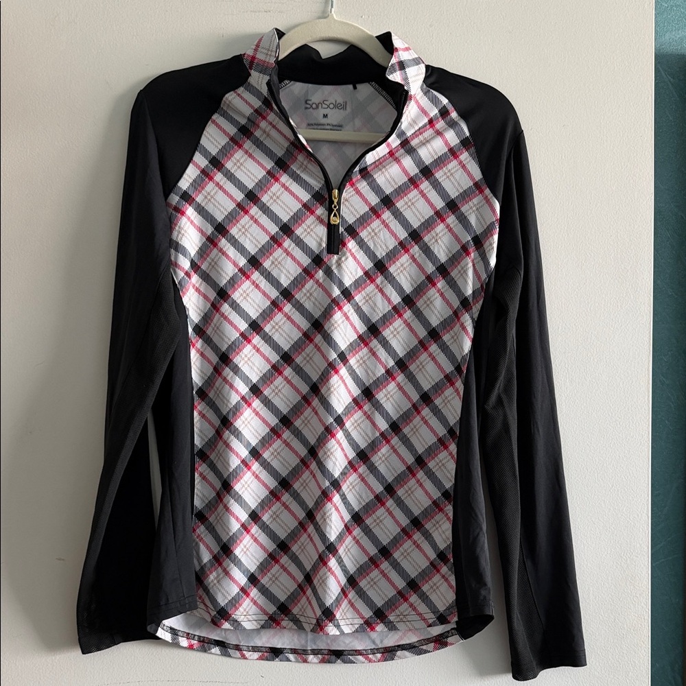 ForSail Women's Plaid Long Sleeve Top - Black and Red